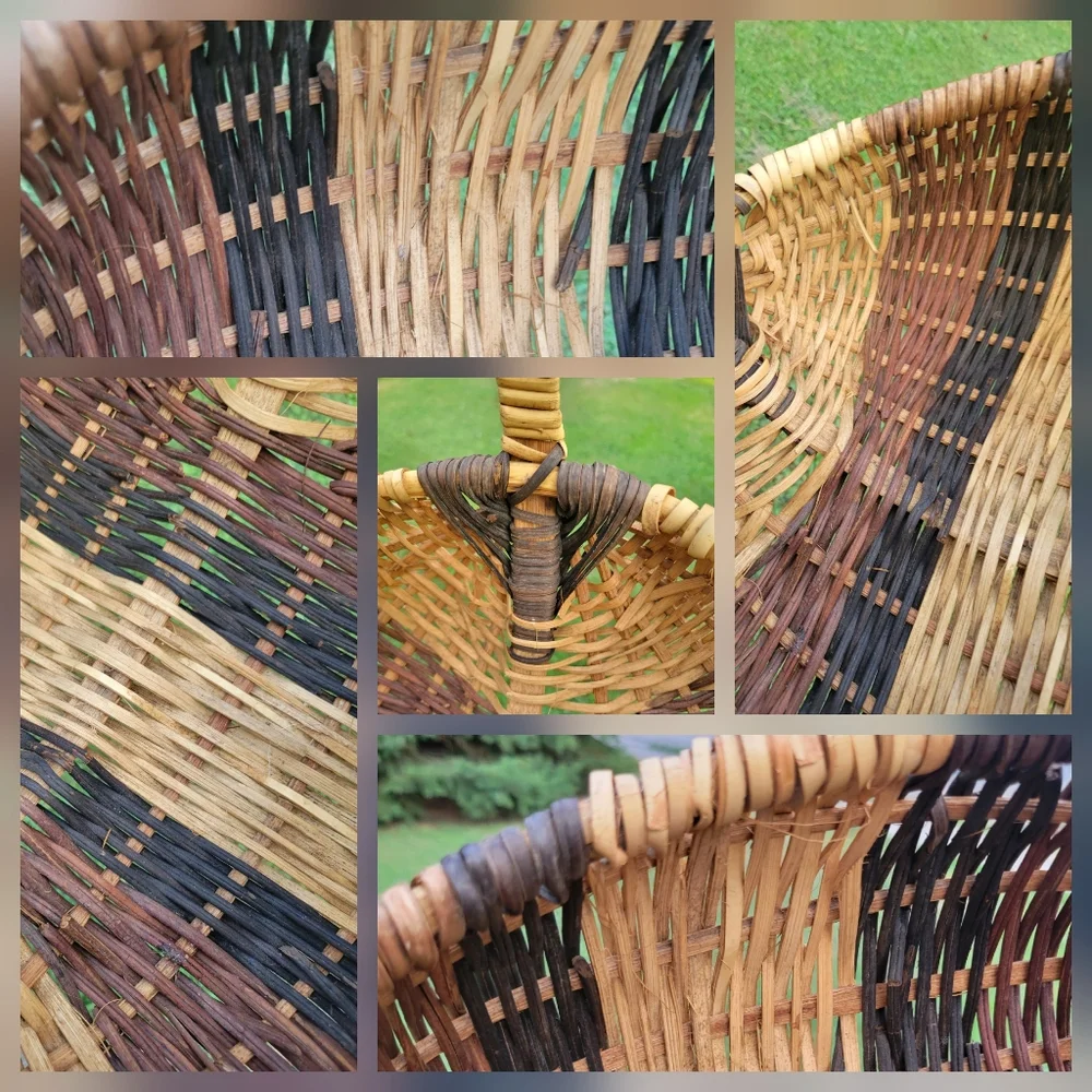 Vintage Handmade Buttocks Gathering Basket God’s Eye Primitive Rustic